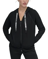 Dkny Sport Women's Two-Tone Zip-Front Long-Sleeve Hoodie