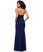 Betsy & Adam Women's Embroidered Strapless Gown