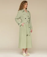Avec Les Filles Women's Double-Breasted Maxi Trench Coat