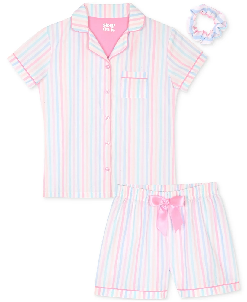 Max & Olivia Big Girls Multi Striped 2-Pc. Button Pajama Set