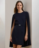 Lauren Ralph Women's Belted Cape Georgette Cocktail Dress