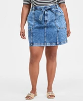 On 34th Trendy Plus Denim Utility Mini Skirt, Exclusively at Macy's