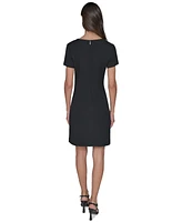 Karl Lagerfeld Paris Women's Flower-Button Square-Neck Sheath Dress