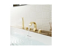 Casainc 3 Handles Deck Mounted Bathroom Tub Faucet Trim with Handshower