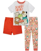 Squishmallow Big Girls Cotton Pajama Top, Shorts & Pants, 3 Piece Set