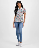 Nautica Jeans Women's Floral-Print Polo Shirt