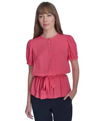 Tommy Hilfiger Women's Button-Front Tie-Waist Blouse