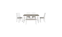 Rustic Style 6-Piece Dining Room Table Set with 4 Upholstered Chairs & a Bench