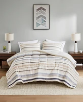 Addison Park Noah Stripe Reversible Printed 3-Pc. Comforter Sets, Exclusively at Macys