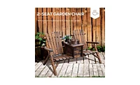 Wooden Chair Loveseat with Inset Ice Bucket Garden chairs/courtyard chairs