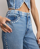 Good American Women's Icon Studded Straight-Leg Jeans