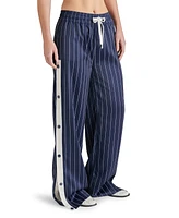 Steve Madden Women's Beckham Striped Side-Snap Pull-On Pants