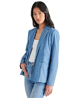 Steve Madden Women's Payton Denim Open-Front Boyfriend Blazer