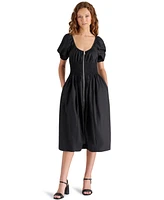 Steve Madden Women's Liora Puff-Sleeve Cotton Midi Dress