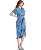 Steve Madden Women's Tori Denim Tie-Waist Midi Dress