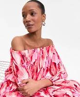 I.n.c. International Concepts Women's Printed Pleated Off-The-Shoulder Maxi Dress, Exclusively at Macy's