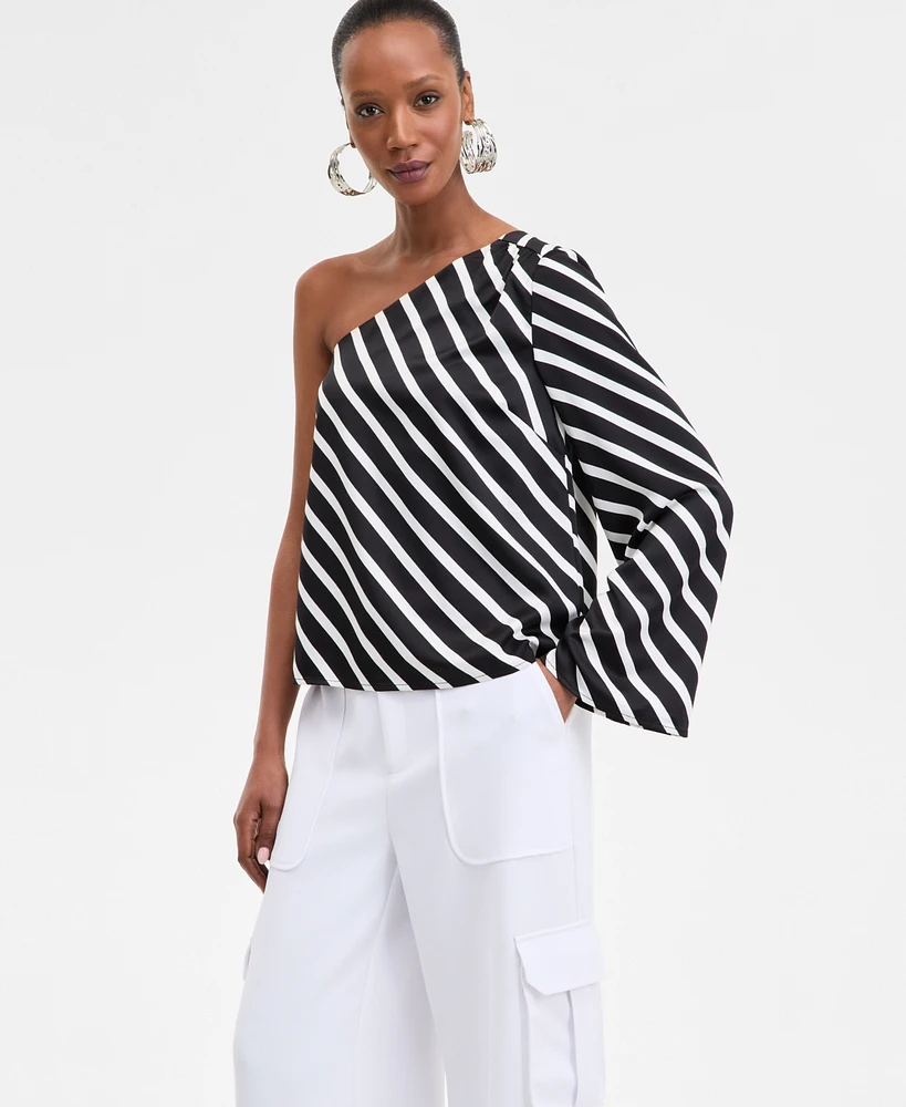 I.n.c. International Concepts Women's Stripe One-Shoulder Top, Exclusively at Macy's