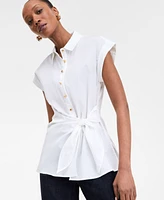 I.n.c. International Concepts Women's Twist-Front Tie-Waist Shirt, Exclusively at Macy's