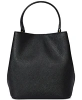 Lauren Ralph Crosshatch Leather Mini Reese Bucket Bag