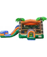 Xjump Tropical Commercial Grade Bounce House Water Slide with Splash Pool for Kids and Adults (with Blower), 15oz Pvc Vinyl, Basketball Hoop, Wet Dry