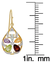 Multi-Gemstone Flower Drop Earrings (3 ct. t.w.) in 14k Gold-Plated Sterling Silver