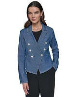 Karl Lagerfeld Paris Women's Double-Breasted Denim Jacket