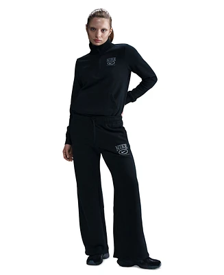 Nike Sportswear Women's Club Fleece Mid-Rise Wide-Leg Logo Pants