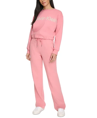 Calvin Klein Women's Fleece High-Waist Angled-Pocket Sweatpants