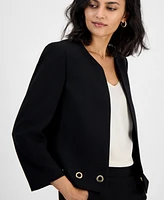 Kasper Women's Crepe Grommet-Trim 3/4-Sleeve Jacket