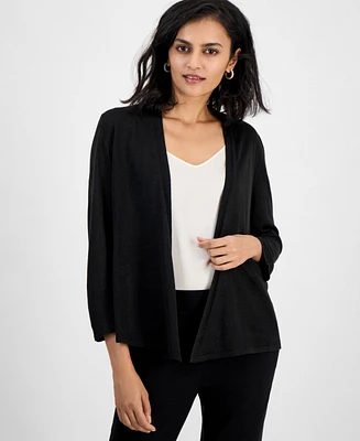 Kasper Women's Lurex A-Line 3/4-Sleeve Cardigan