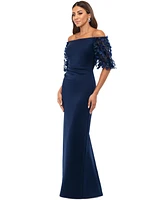 Xscape Women's Off-The-Shoulder Pleated-Waist Gown