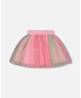 Deux par Big Girls Printed Mesh Skirt Pink And Green