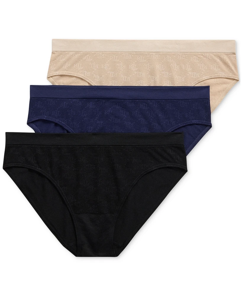 Lauren Ralph Monogram Mesh Jacquard 3-Pack Bikini Underwear, 4L0185