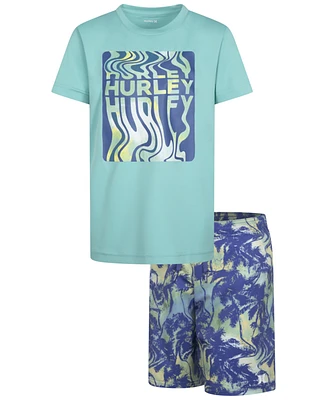 Hurley Toddler Boys Palm Beach T-Shirt & Swim Shorts, 2 Piece Set