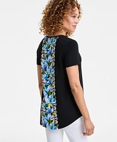 Jm Collection Women's Printed Scoop-Neck Short-Sleeve Top, Exclusively at Macy's