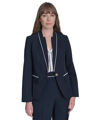 Tommy Hilfiger Women's One-Button Tipper Blazer