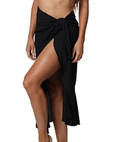 J Valdi Women's Solid Ruffled Long Side-Tie Sarong Cover-Up