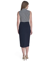Tommy Hilfiger Women's Striped Sleeveless Button-Up Blouse