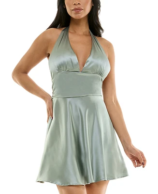 Katia Rae Women's Satin Halter Open-Back Dress