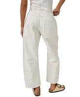 Free People Women's Moxie Drawstring Barrel-Leg Jeans