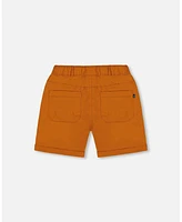 Deux par Baby Boys Stretch Twill Short Vibrant Orange