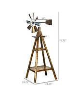 Outsunny Windmill Weathervane with Bottom Shelf, Weather Vane, Stained Wood