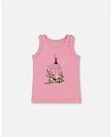 Deux par Big Girls Organic Cotton Tank With Frills Candy Pink