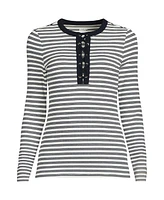 Lands' End Women's Polished Rib Tie Henley Top