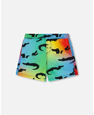 Deux par Boys Printed Boardshorts Multicolored Crocodile