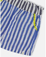 Deux par Toddler Girls Seersucker Short Blue And White Striped - Toddler|Child