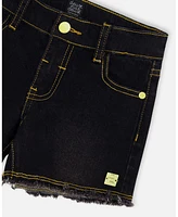 Deux par Toddler Girls Jean Short With Embroidery Black Jeans - Toddler|Child