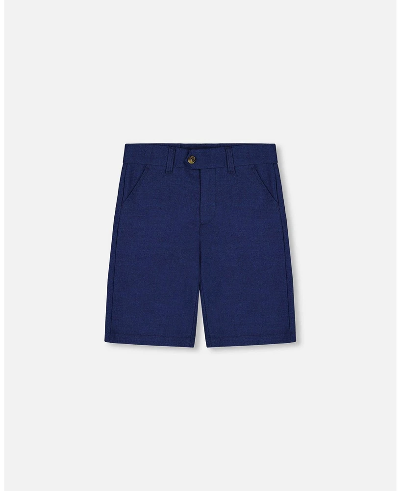 Deux par Big Boys Slant Pocket Bermuda Shorts Navy Blue