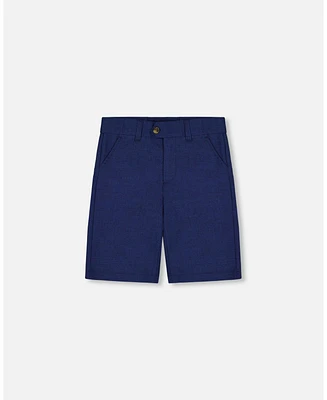 Deux par Big Boys Slant Pocket Bermuda Shorts Navy Blue