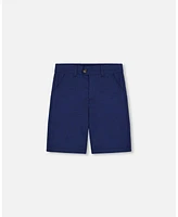 Deux par Big Boys Slant Pocket Bermuda Shorts Navy Blue